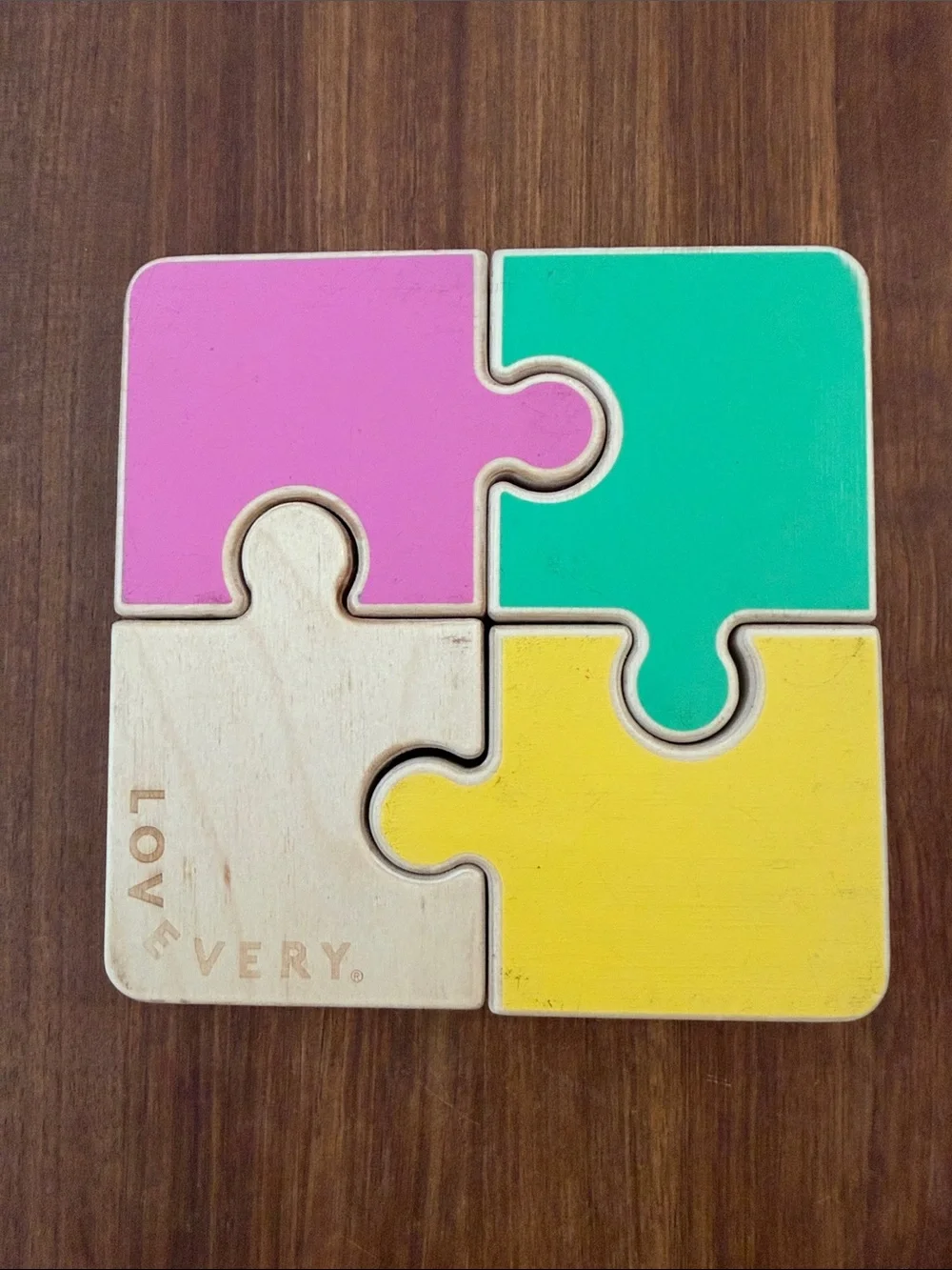 Lovevery Color Block Puzzle - Pink, Green, Yellow